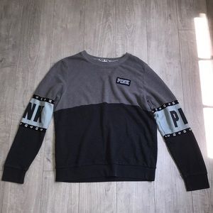 blue/dark grey sweatshirt